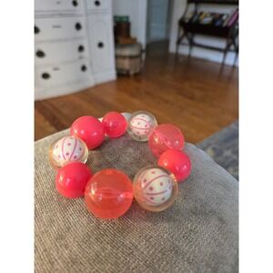 Pink Lucite Gumball Bracelet Vintage 1970s